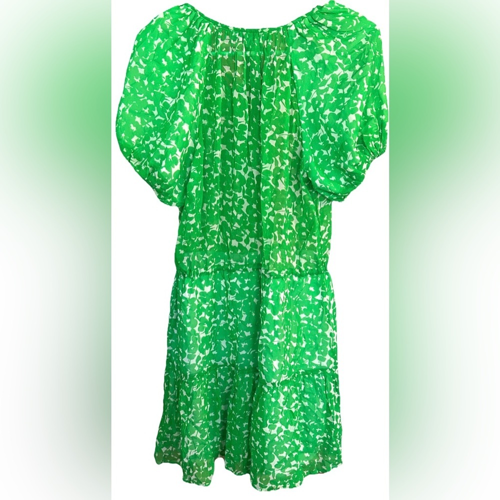 NWOT‎ Karina Grimaldi Silk Blend Tassel Mini Dress 🌿 Boho Resort Beach Chic - Picture 3 of 10